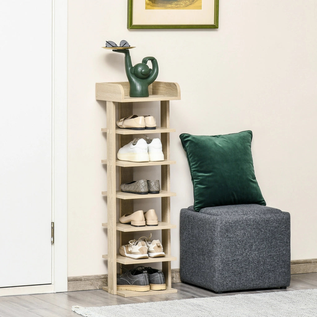Scarpiera 7 Ripiani Legno ¨C Zephmum ¨C Rovere 32x30x104 cm