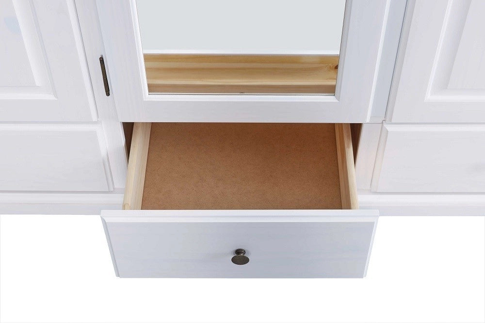 ARMADIO KAPPL 3 ANTE + 3 CASSETTI 150X56X200H PINO MASSELLO FINITURA BIANCO