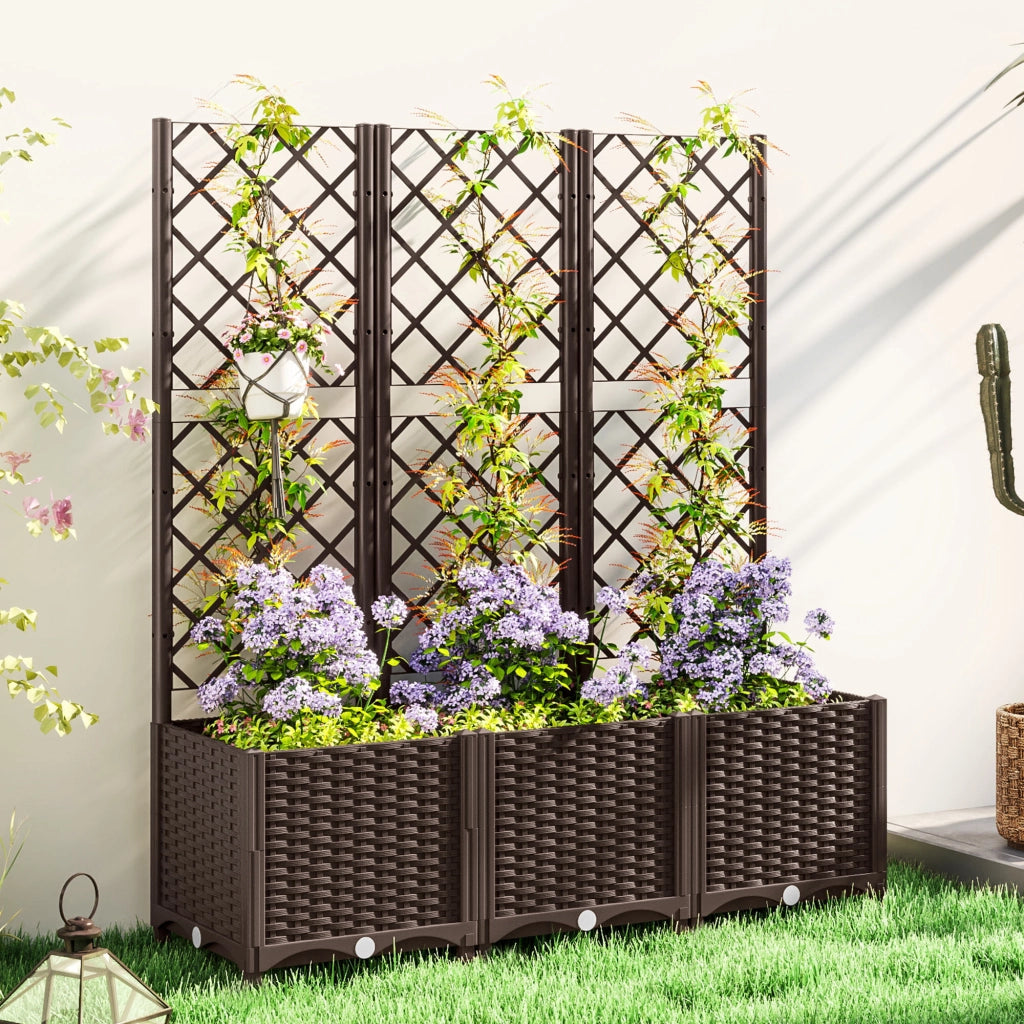 Letto da giardino sopraelevato con fioriera ¨C zephmum ¨C marrone 120x40x135 cm