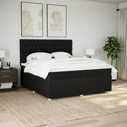 Giroletto a Molle con Materasso Nero 200x200 cm in Tessuto