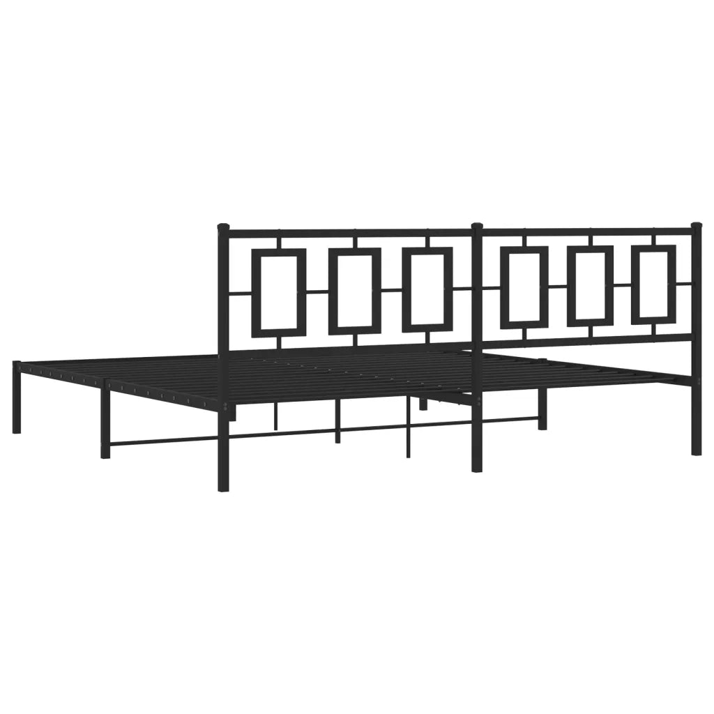 Giroletto con Testiera-Struttura Letto con testiera in Metallo Nero 193x203 cm 567495