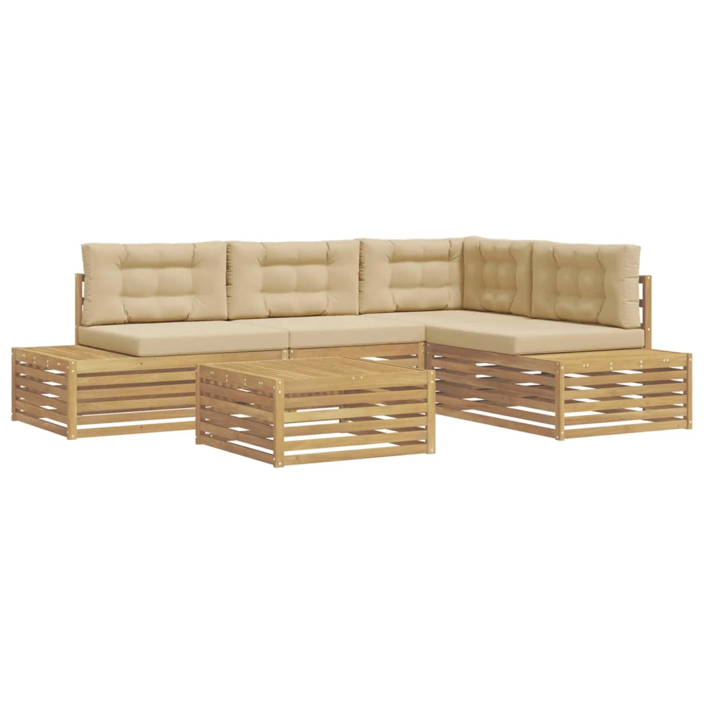 6 pz Set di divani da esterno Poliestere Bianco 3391123