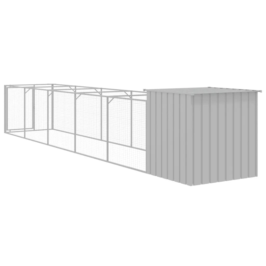 Casetta Cani Corsa Grigio Chiaro 110x609x110 cm Acciaio Zincato 3189085