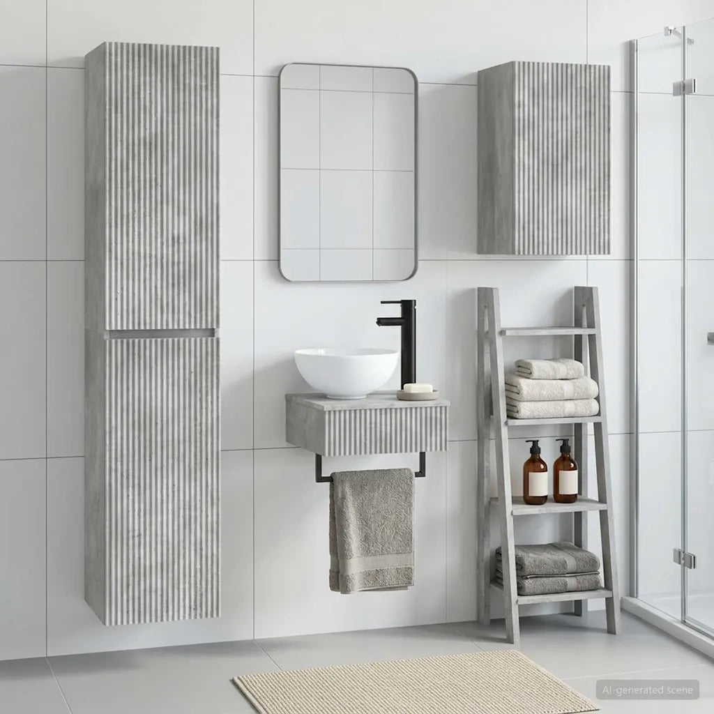 Set di mobili per il bagno 3 pz Grigio Cemento 3406046