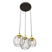 Lampada a sospensione NANDO in acciaio nero e oro