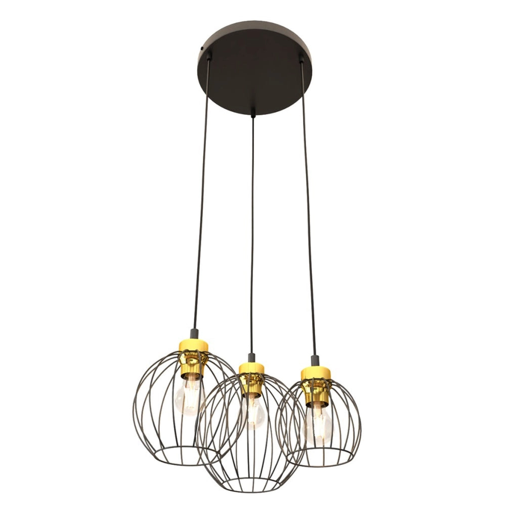 Lampada a sospensione NANDO in acciaio nero e oro