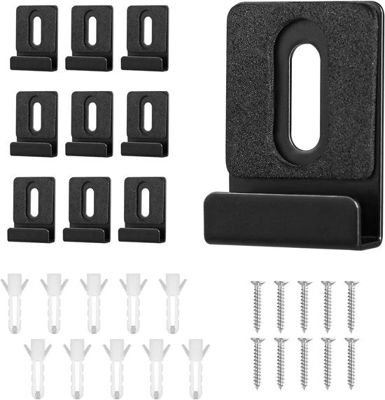 Kit di supporto per specchio in metallo da 10 pezzi con viti e gommini - Spieghi pesanti con clip - Supporto per specchio per installazione su piastrelle - Display per billboard senza cornice - Nero