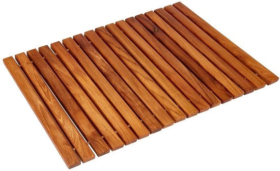 Mat antiscivolo in legno di teca - caldo e confortevole - 1 pezzo - 40 x 60 cm