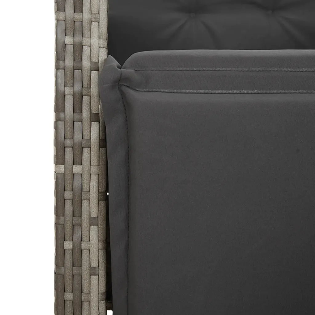 Set BistrÃ² da Giardino 9 pz con Cuscini in Polyrattan Grigio