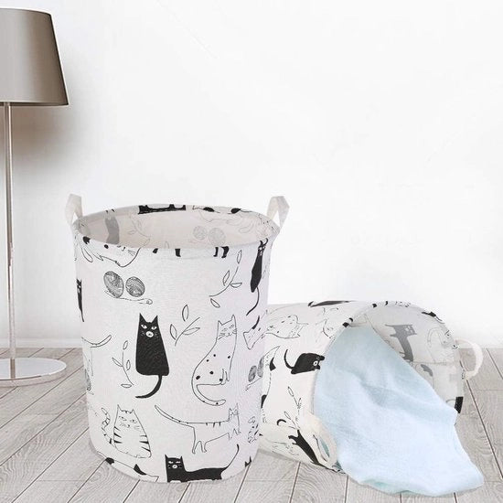 Cestino pieghevole - 50 cm, impermeabile all'acqua - rotondo - con maniglie da trasporto - in cotone lino - per articoli per bambini e giocattoli Cestino 2.0