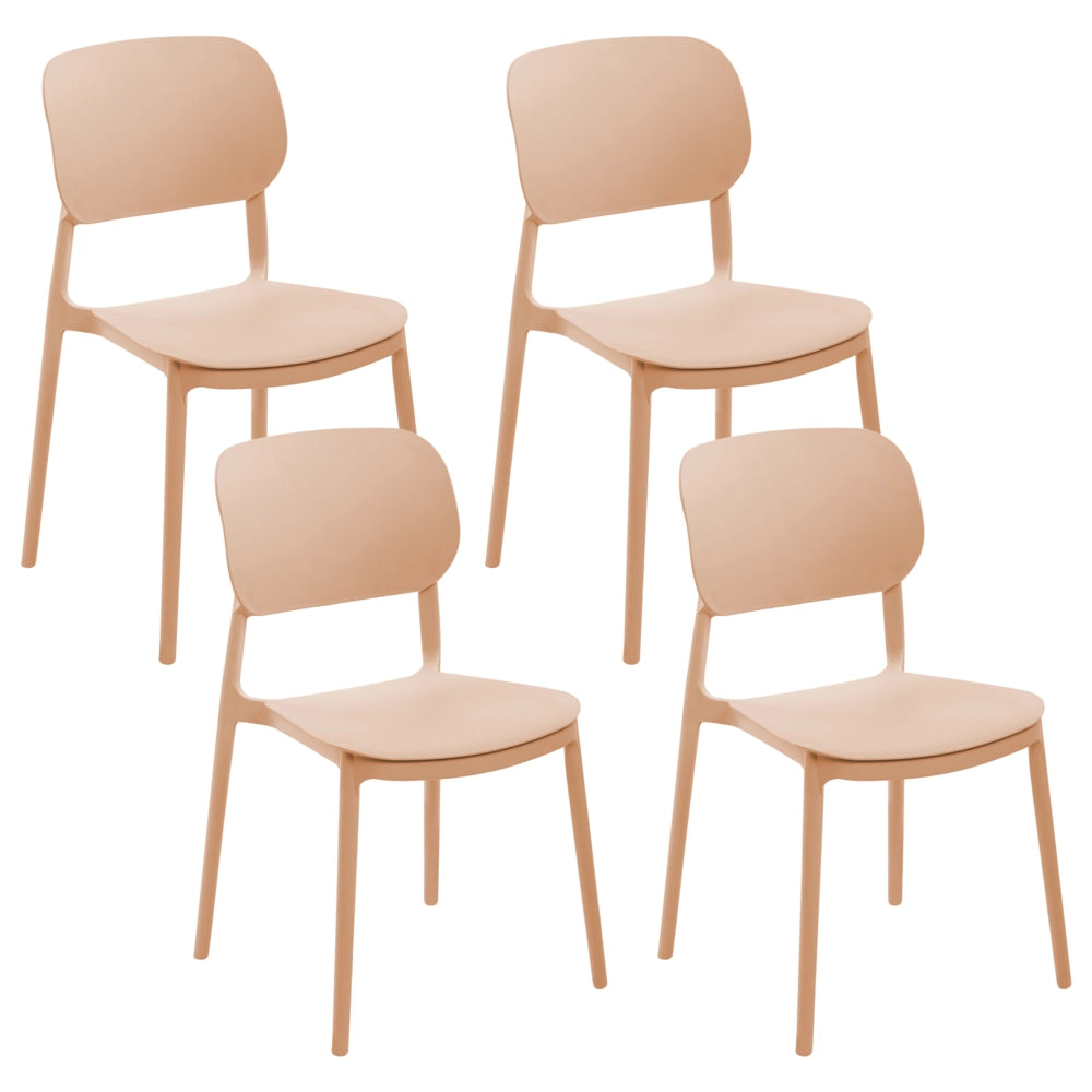 Set di 4 sedie da giardino in plastica sintetica impilabili per esterni beige sabbia sedie impilabili e leggere