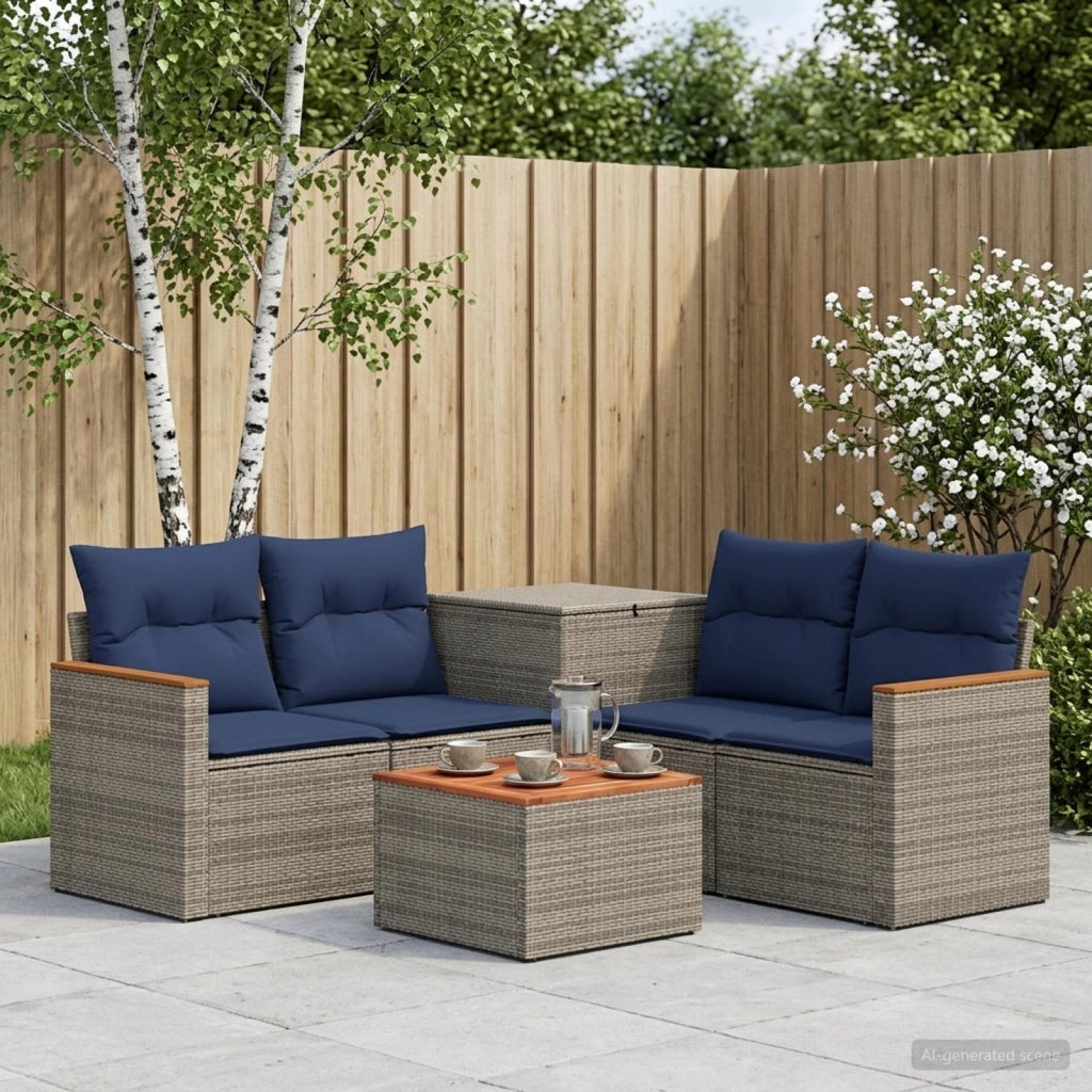 Set di divani 6 pz Grigio e Blu Navy 55 x 55 x 37 cm 3447623