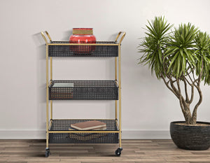 Carrello Fashion 56x37x81 cm in Ferro Nero e Oro