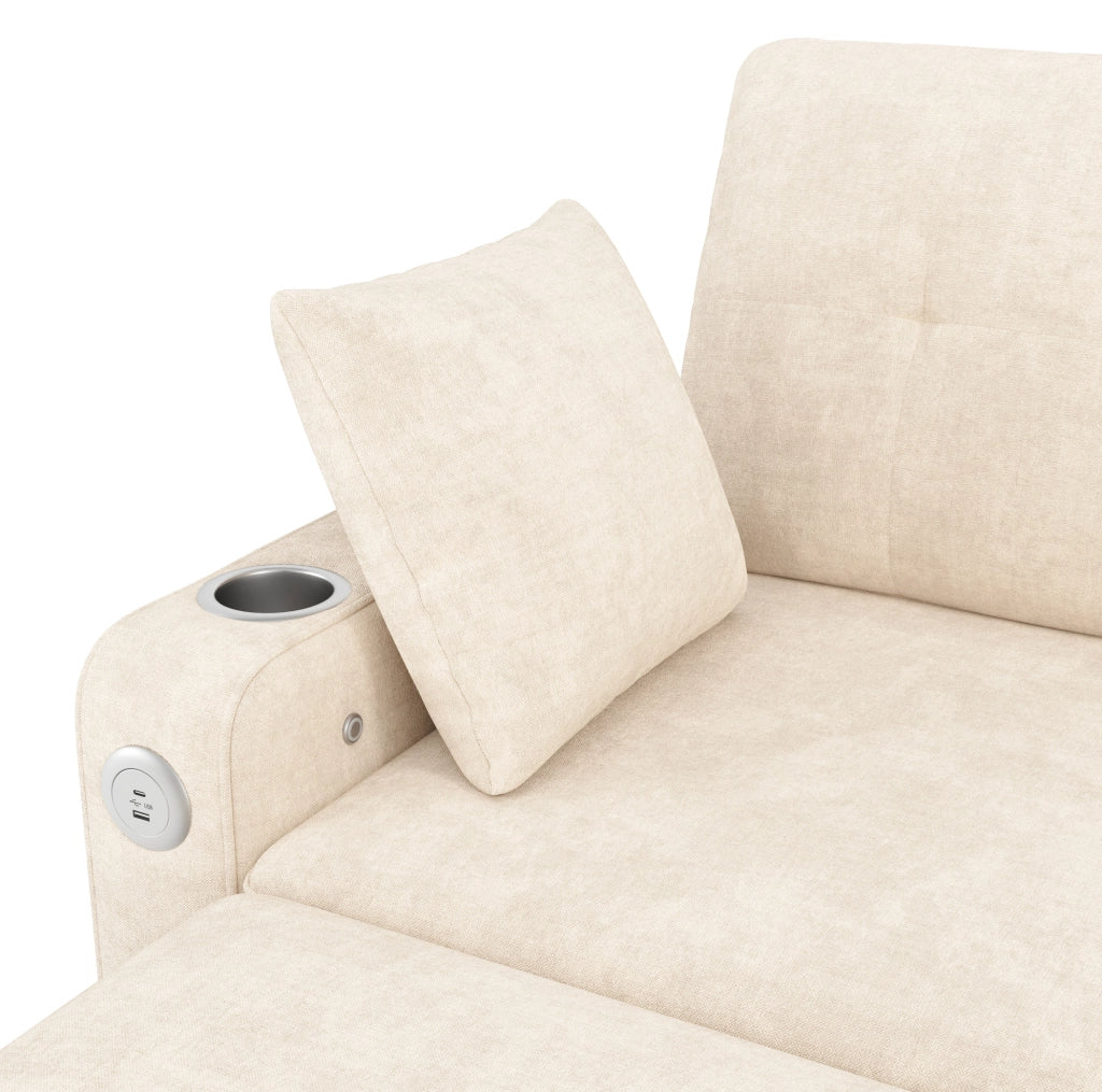 DIVANO LETTO 2 posti estraibile 141,5x131x83,5 cm Chenille Beige