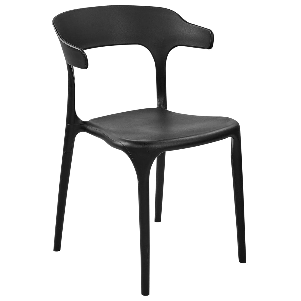 Set di 4 sedie polipropilene resistente colore nero per interno ed esterno stile moderno
