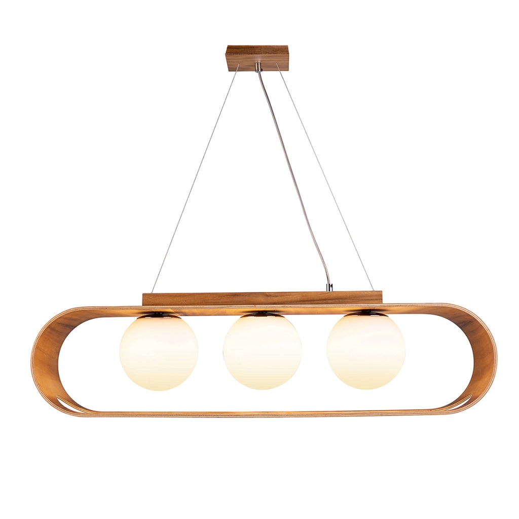 Sospensione SFERA teak 85 cm 3 luci E27 Quintiesse