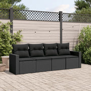 Salotto da Giardino-Set Divani da Giardino 4 pz con Cuscini Nero in Polyrattan 937916