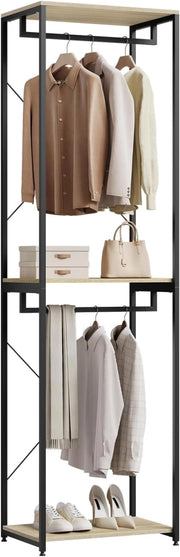Stand Appendiabiti in Legno Attaccapanni Guardaroba per Cameretta Scaffale Porta Abiti 60x40x213 cm