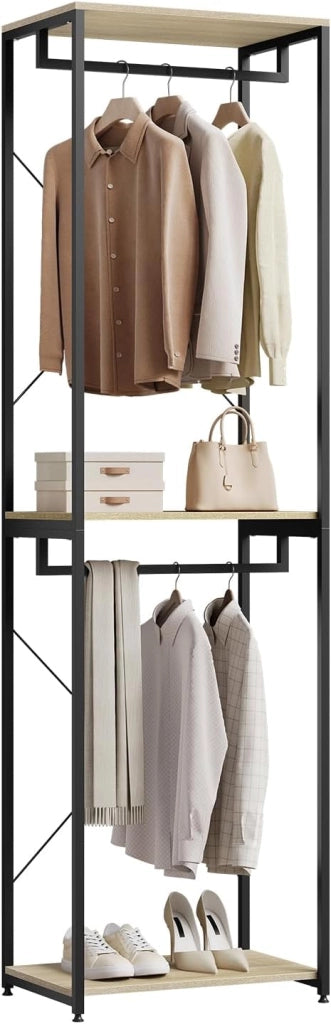 Stand Appendiabiti in Legno Attaccapanni Guardaroba per Cameretta Scaffale Porta Abiti 60x40x213 cm