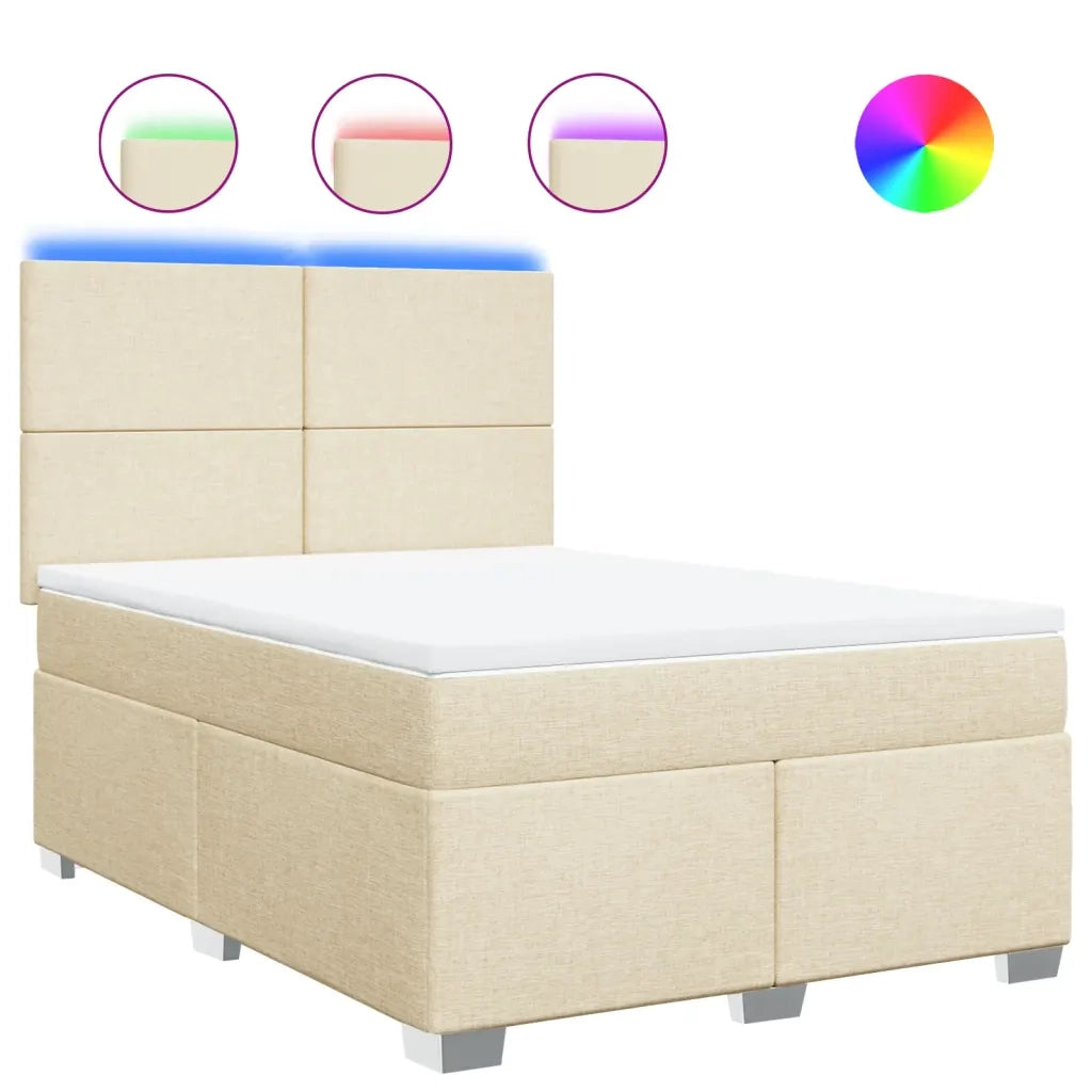 Giroletto a Molle con Materasso Crema 140x19 cm in Tessuto