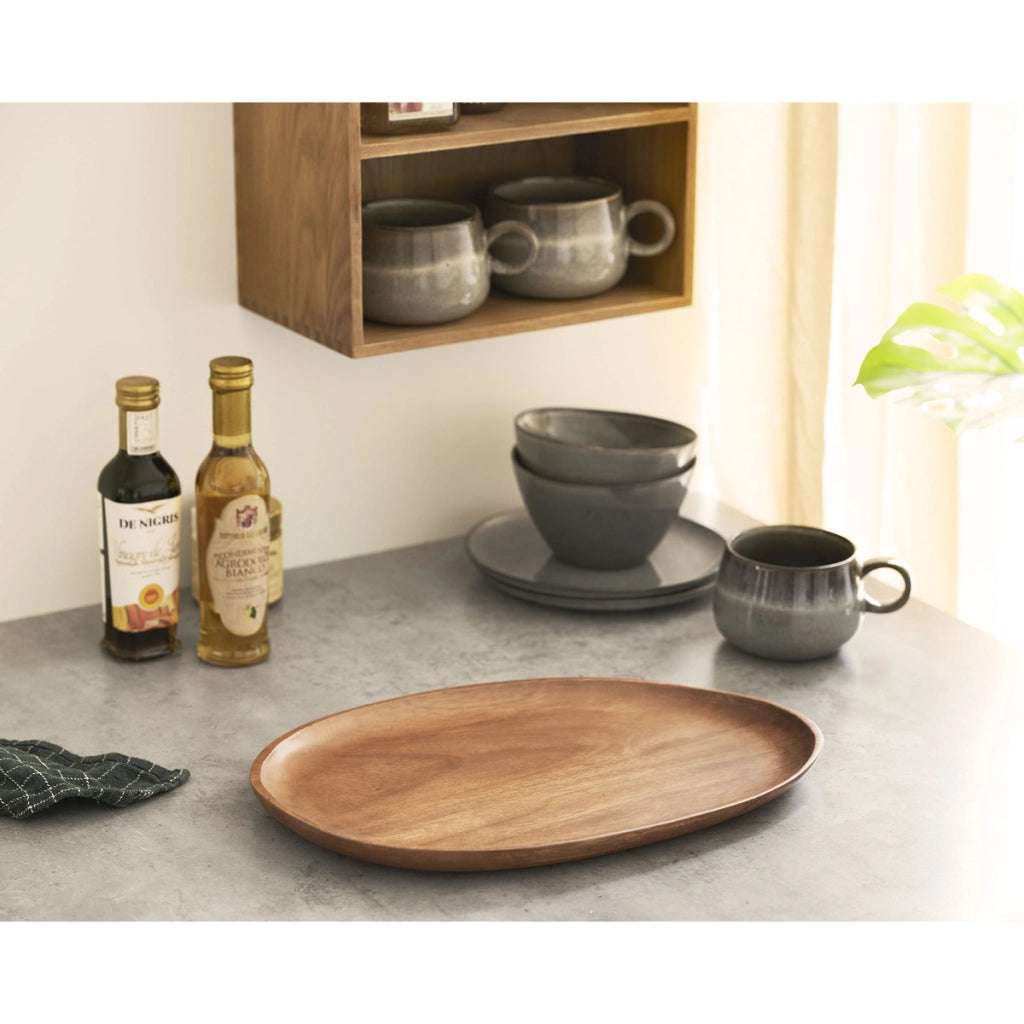 Vassoio HN34, Marrone, Legno, 39,5x28x2,5 cm