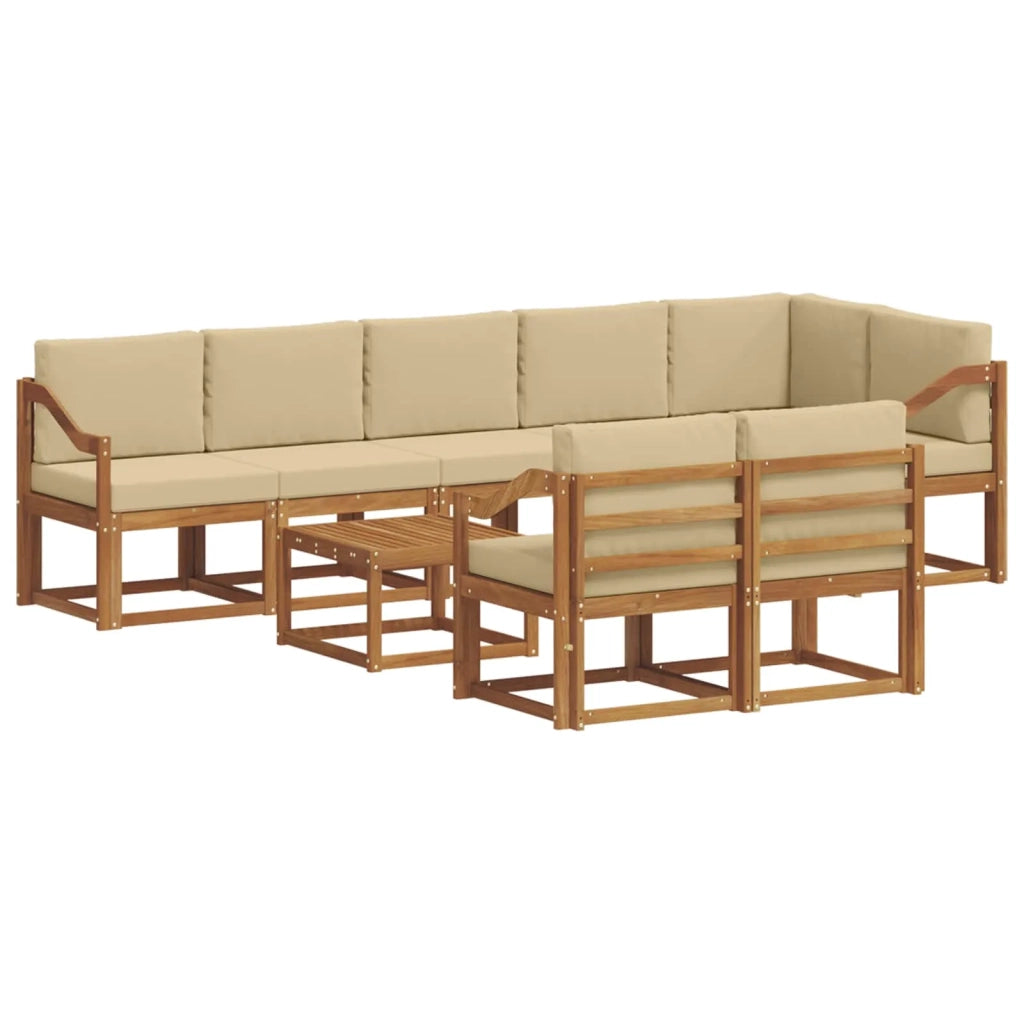 Set di divani da esterno con cuscino 9 pcs Naturale e Beige