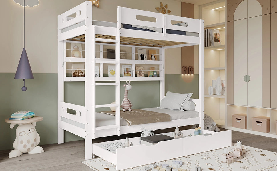 letto a castello legno e mdf bianco 90x200 cm