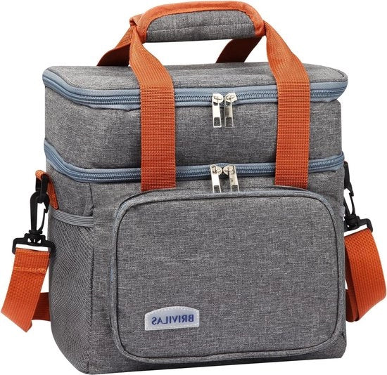 Borsa termica per pasti 12L con doppio sistema di raffreddamento, chiusura con cinturino - isolamento acqua-tetto - adatto per ufficio, scuola, picnic, pasti portatili