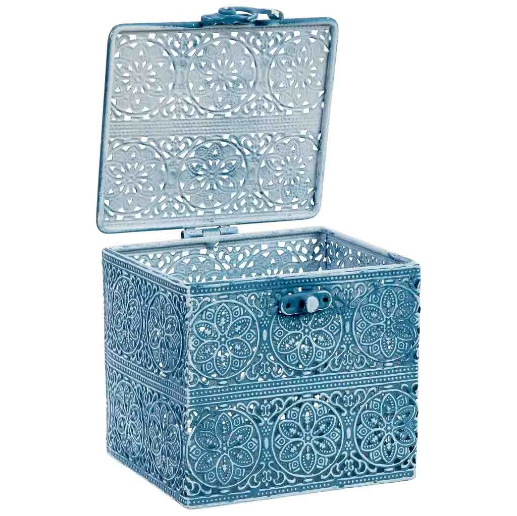 Scatola in metallo blu 12.5x12.5x11.5h cmh cm