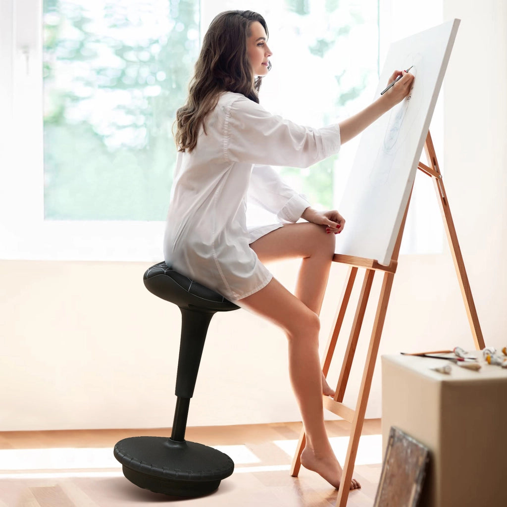Sgabello da ufficio ergonomico girevole e regolabile in altezza ¨C zephmum ¨C nero 65.5-83.5 cm