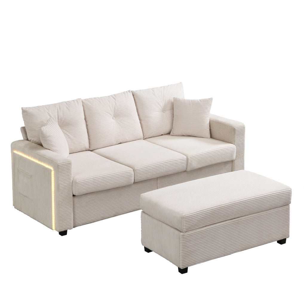 Divano modulare con illuminazione LED; schiuma; beige