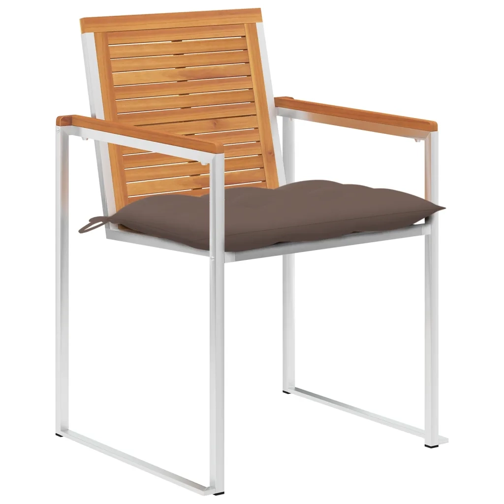 Sedie da Giardino con Cuscini 4 pz in Legno Massello di Acacia cod mxl 76294
