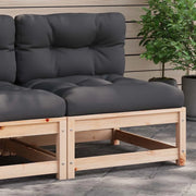 Divano Giardino Senza Braccioli con Cuscini-Sofa da Giardino-Divanetto da esterno Legno Massello Pino 345475