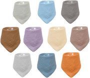 Set di 10 asciugamani per bambino a forma di triangolo e bandana multifunzionale, 100% cotone, superassorbenti con chiusure a pressione regolabili, per bambini e bambini piccoli