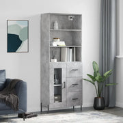 Credenza-Buffet-Armadio da cucina Grigio Cemento 69,5x34x180 cm in Legno Multistrato 865840
