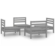 Set Divani da Giardino 4 pz | Set Salotto da Giardino Grigio in Legno Massello di Pino