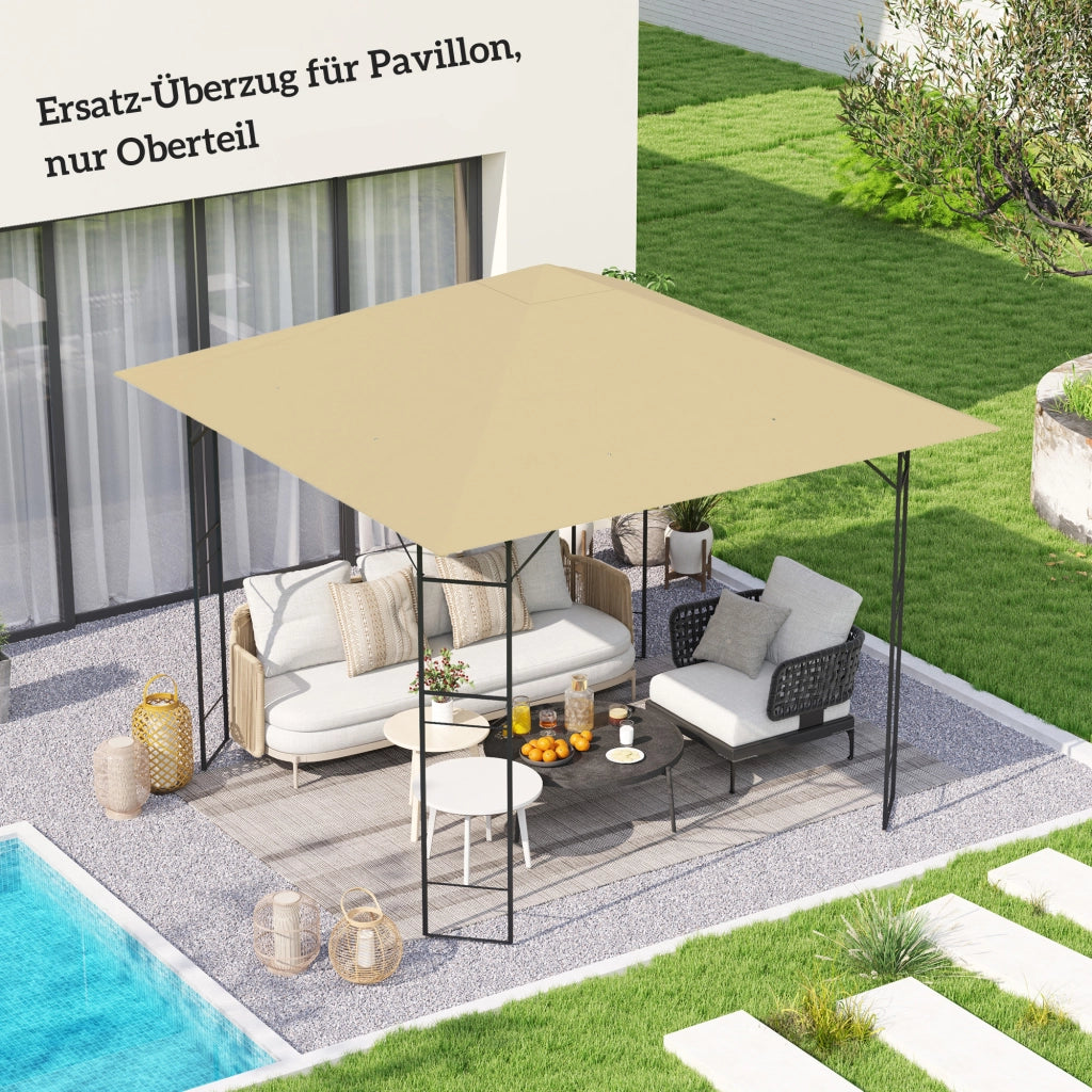 Tetto di ricambio per gazebo 3x3m ¨C Xylo ¨C beige, impermeabile UPF30+, Oxford 370g/m2