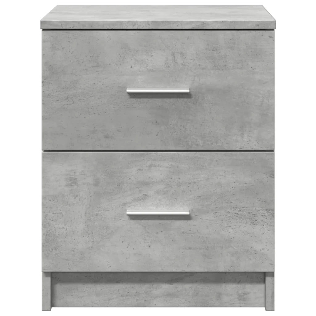 Comodino con 2 Cassetti Grigio Cemento 40x36x50 cm