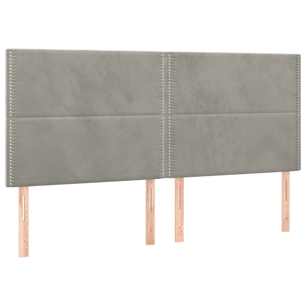 Testiera a LED Grigio Chiaro 200x5x118/128 cm in Velluto