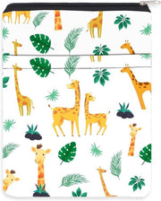Protezione dei libri con stampa di giraffa, copertura impermeabile con tasca anteriore e chiusura a zip
