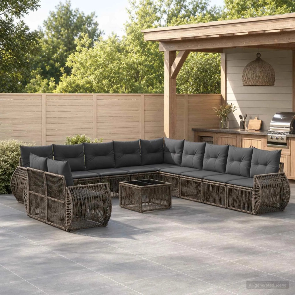 Set Divano da Giardino 12 pz Grigio e Grigio Scuro polyrattan 3435473