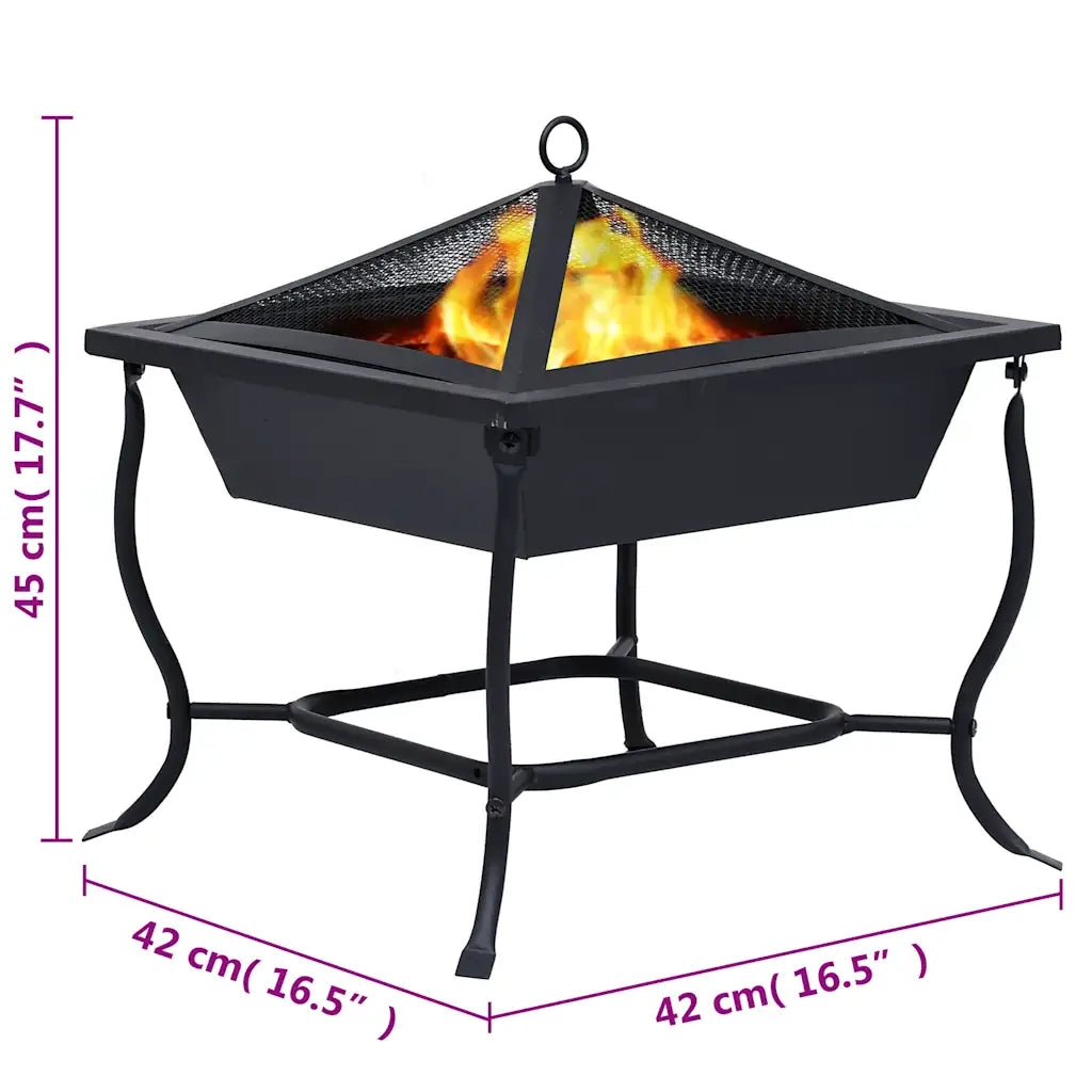 Braciere Nero 42x42x45 cm in Acciaio CFW6254872
