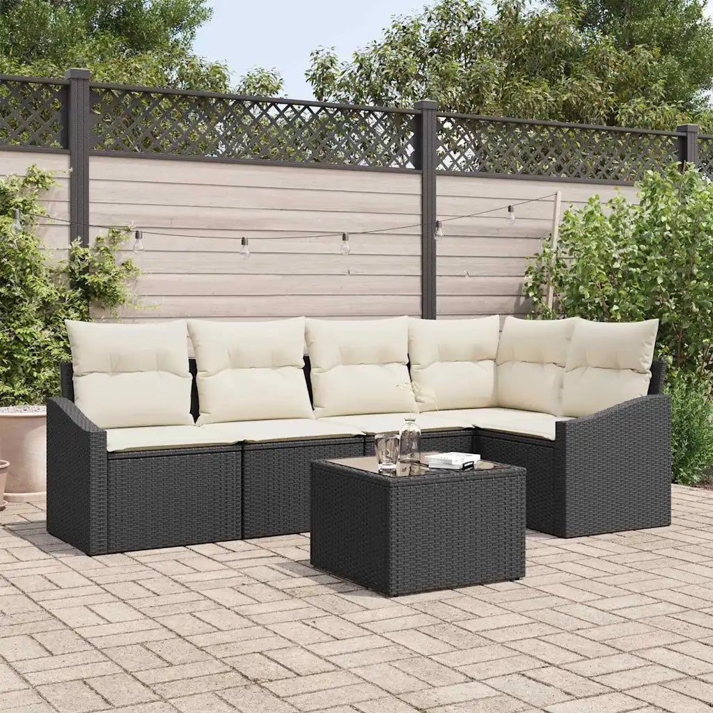 Set di divani con cuscino 6 pcs Nero polyrattan 3346727