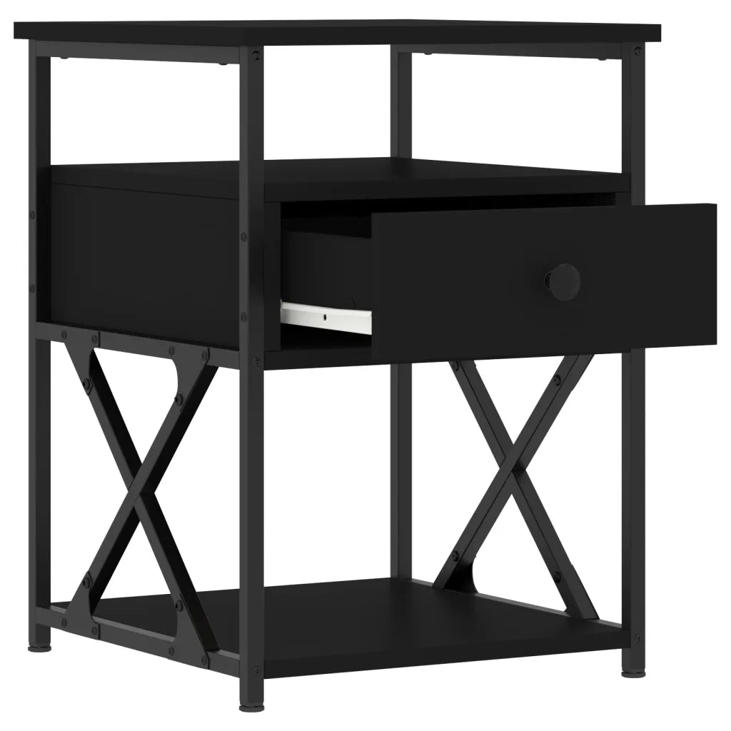Comodini 2 pz-Set di 2 Tavolino da notte Neri 40x42x55 cm in Legno Multistrato