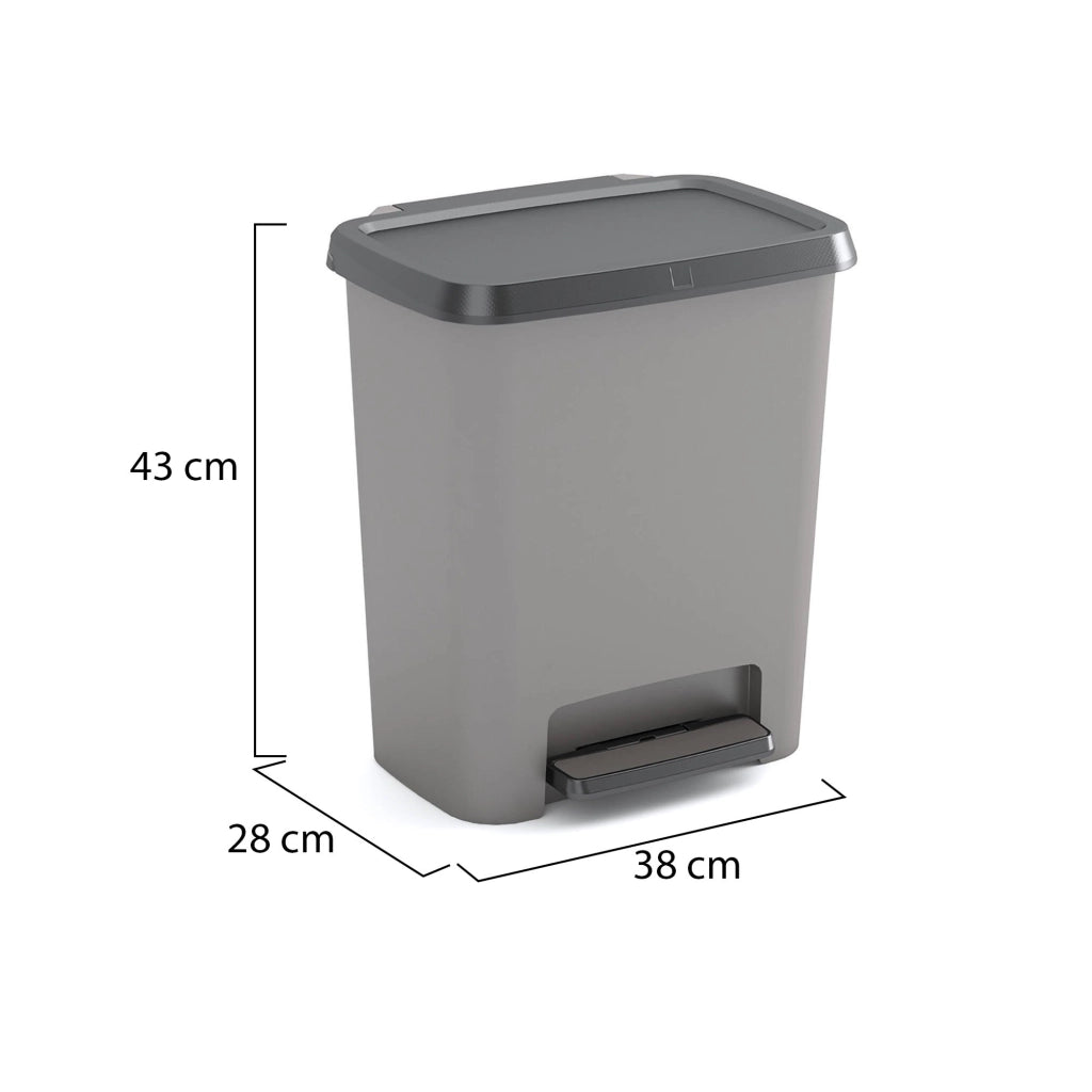 Pattumiera Carleton, Cestino portarifiuti, Bidone per raccolta differenziata, Mobile per spazzatura, 38x28 h43 cm, Grigio scuro