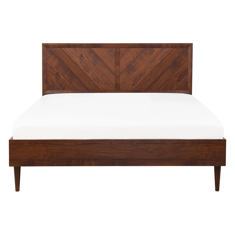 Letto a doghe in legno scuro Illuminazione a LED Multicolore 140 x 200 cm Design moderno rustico