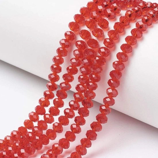 Facette di vetro in transparenza - 6x5mm - 10 fili - foro: 1mm