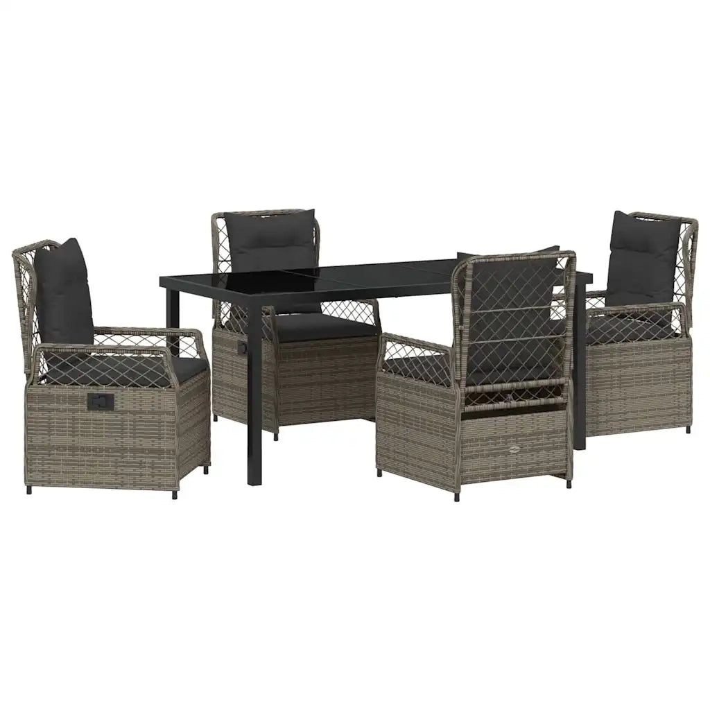 Set da Pranzo per Giardino 5 pcs Grigio polyrattan 3380998
