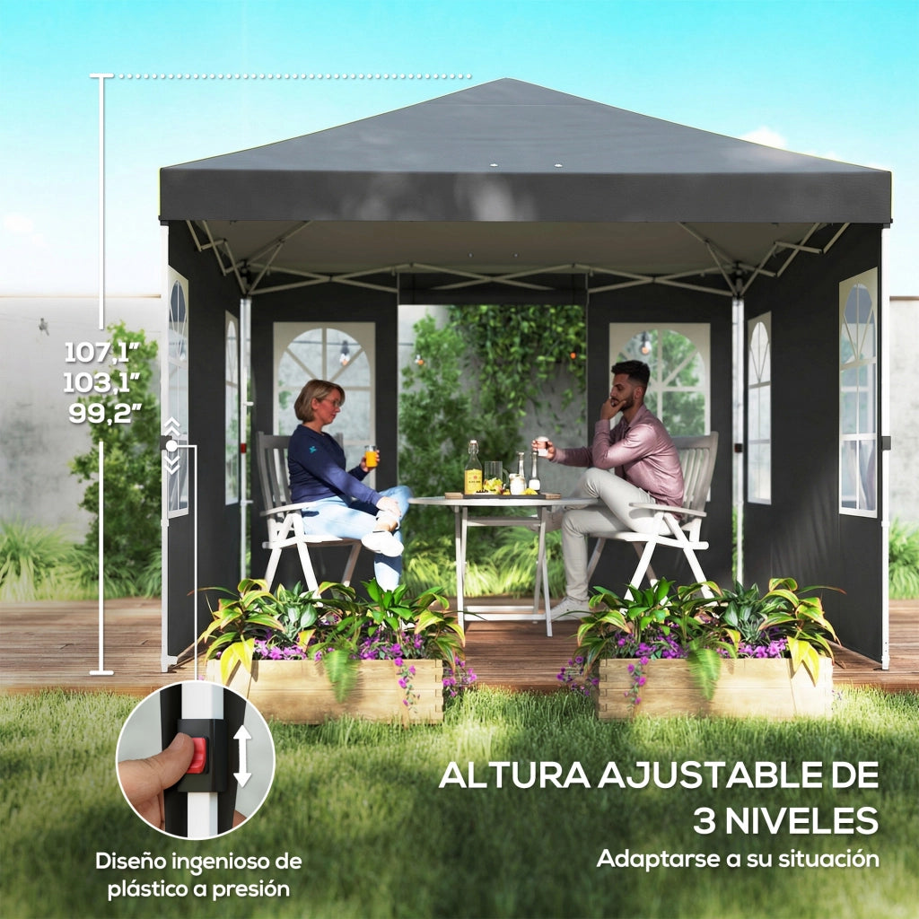 Tenda da giardino pieghevole 3x3 m con UPF50+ ¨C zephmum ¨C grigio scuro
