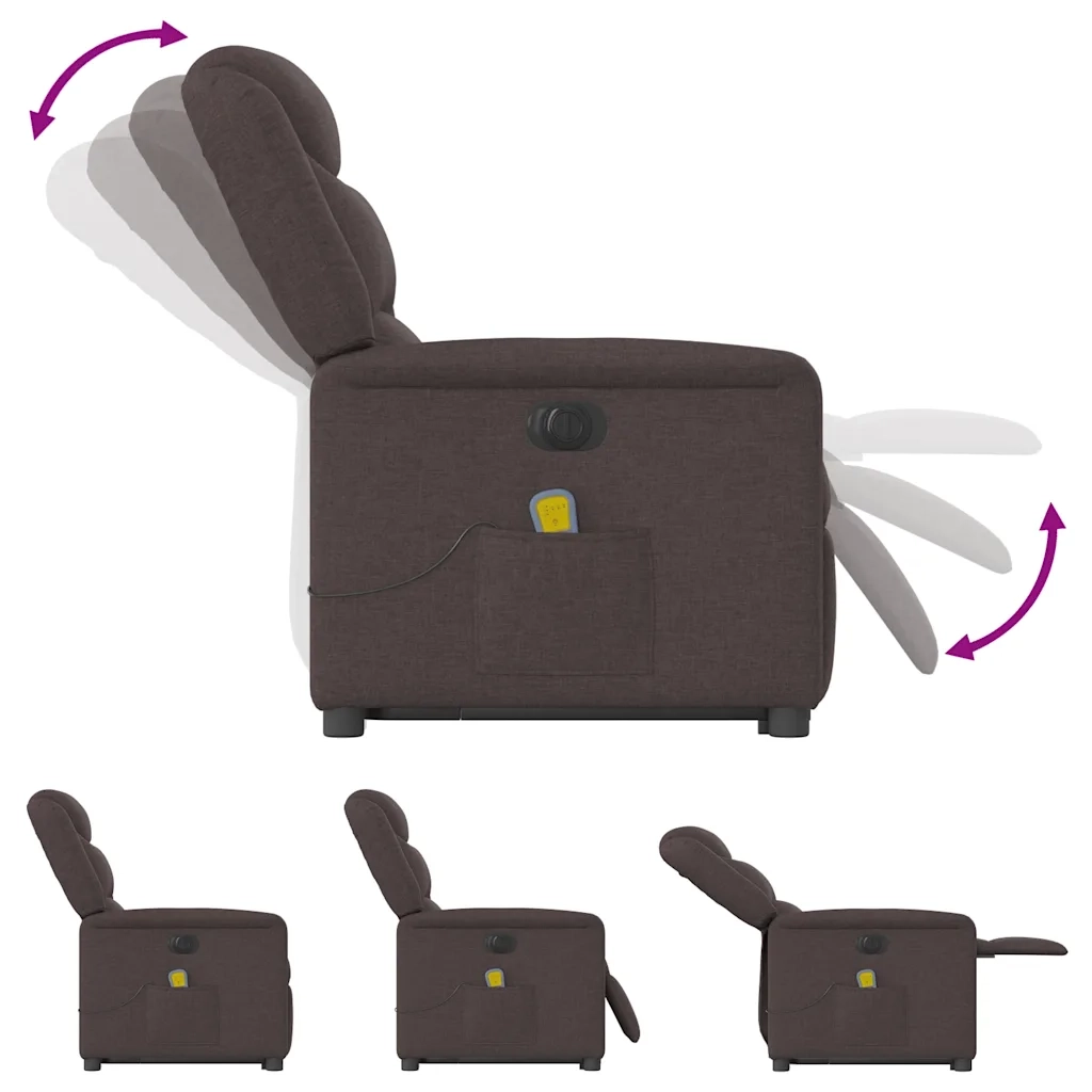 Poltrona Alzapersona Massaggio Elettrica Marrone Scuro Tessuto 3303229